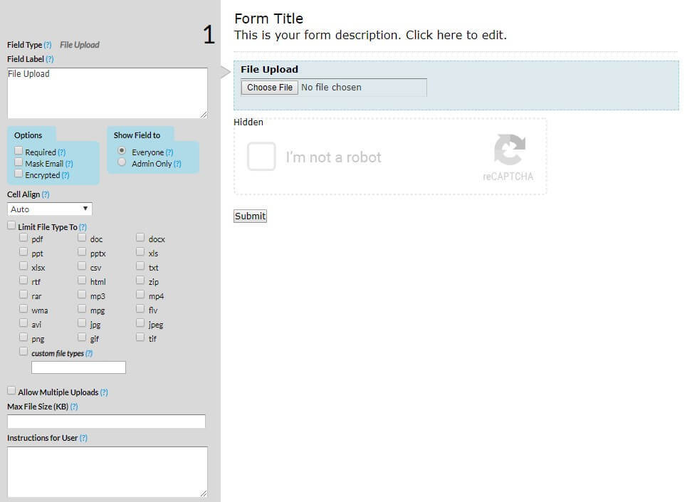 file upload to forms
