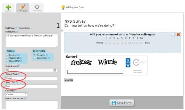 nps survey questions and scale