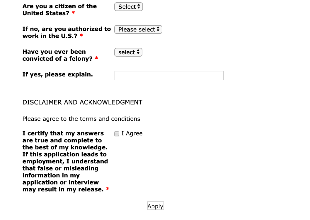 restaurant employee application form
