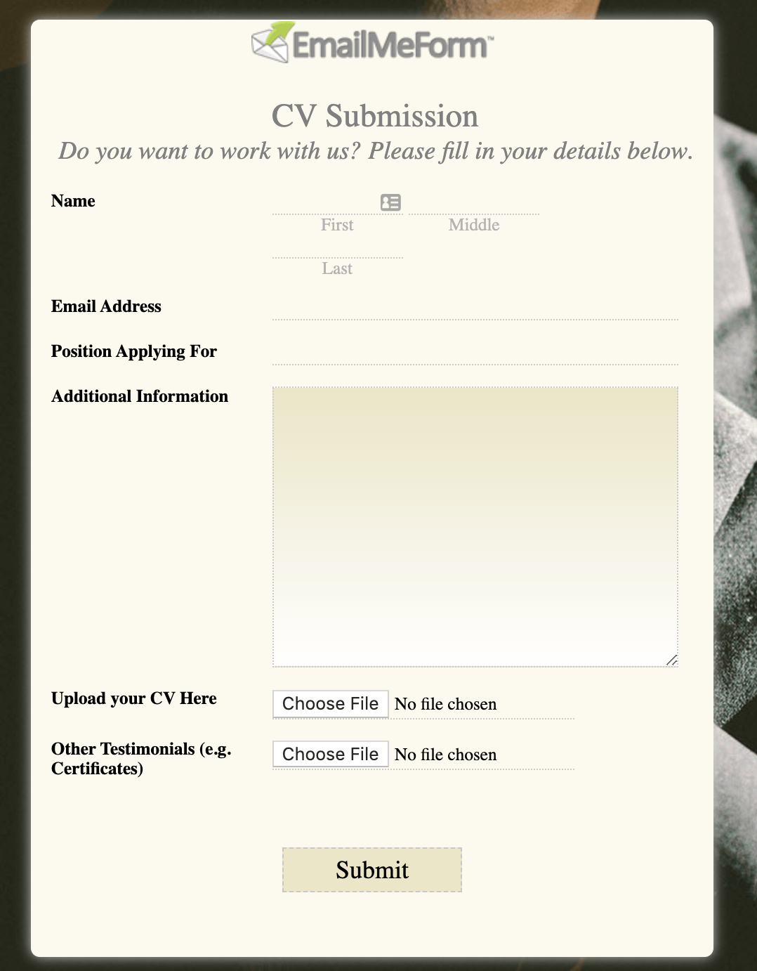 online job application for small business
