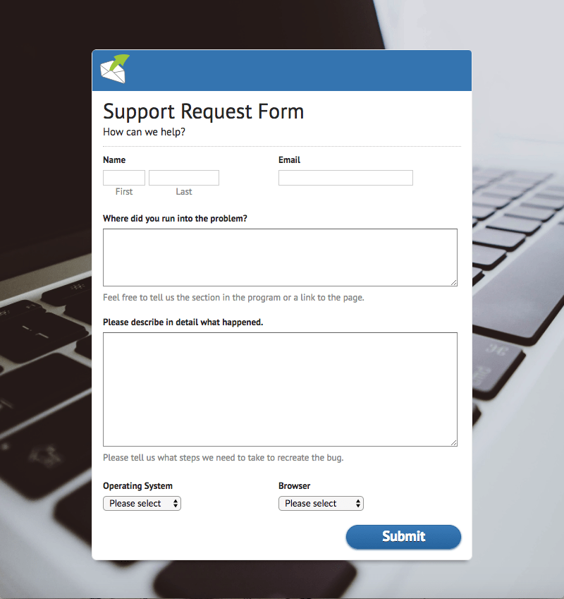 Online Support Request Form Template