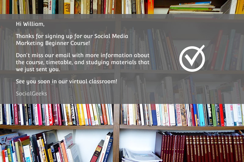 Thanks for signing up page