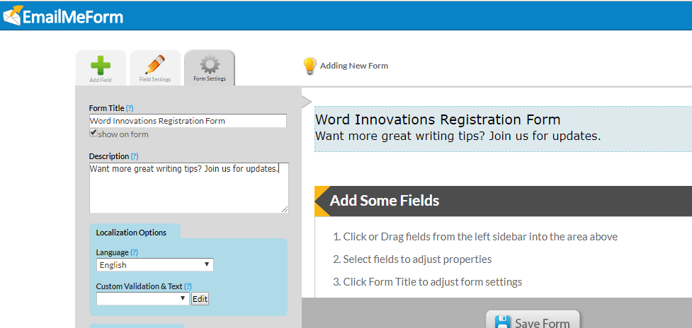 wordpress registration form